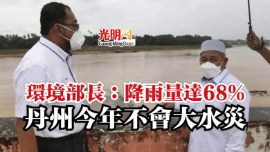 Photo of 環境部長:降雨量達68% 丹州今年不會大水災