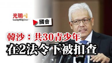 Photo of 【國會】韓沙:共30青少年 在2法令下被扣查