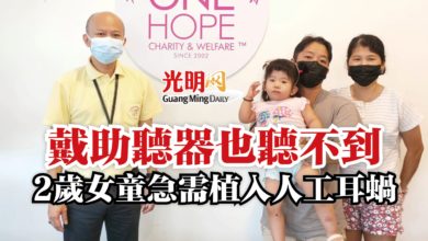 Photo of 戴助聽器也聽不到  2歲女童急需植入人工耳蝸