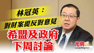 Photo of 林冠英：對財案提反對意見  希盟及政府下周討論