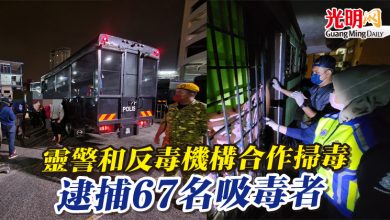 Photo of 靈警和反毒機構合作掃毒  逮捕67名吸毒者