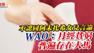 Photo of 不認同阿末扎希女兒言論 WAO：月經貧窮普遍存在大馬