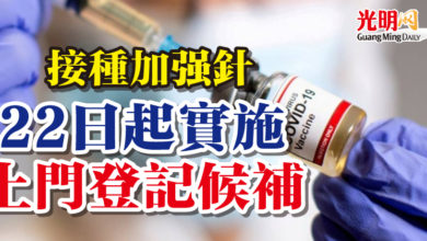 Photo of 接種加強針 22日起實施上門登記候補