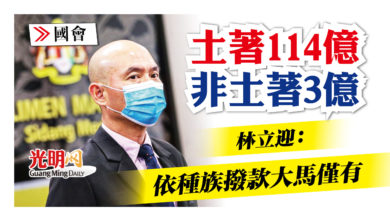 Photo of 【國會】土著114億非土著3億 林立迎：依種族撥款大馬僅有