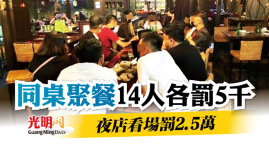 Photo of 14男女同桌聚餐各罰5千 夜店看場罰2.5萬