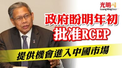 Photo of 政府盼明年初批准RCEP   提供機會進入中國市場