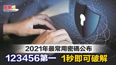 Photo of 2021年最常用密碼公布 123456第一 1秒即可破解