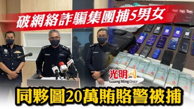 Photo of 破網絡詐騙集團捕5男女  同夥圖20萬賄賂警被捕