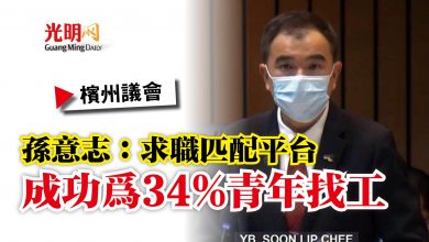 Photo of 【檳州議會】孫意志：求職匹配平台  成功為34%青年找工