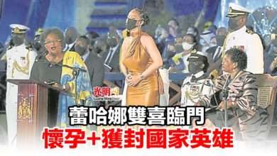 Photo of 蕾哈娜 雙喜臨門 懷孕+獲封國家英雄
