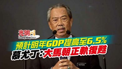Photo of 預計明年GDP提高至6.5%  慕尤丁：大馬朝正軌復甦
