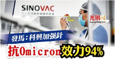 Photo of 發馬：科興加強針 抗Omicron效力94%