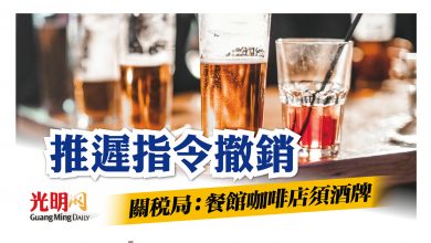 Photo of 關稅局：推遲指令撤銷 餐館咖啡店須酒牌