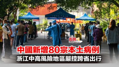Photo of 中國新增80宗本土病例 浙江中高風險地區嚴控跨省出行