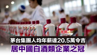 Photo of 茅台集團人均年薪達20.5萬令吉 居中國白酒類企業之冠