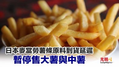 Photo of 日本麥當勞薯條原料到貨延遲 暫停售大薯與中薯