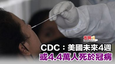 Photo of CDC：美國未來4週 或4.4萬人死於冠病