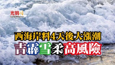 Photo of 西海岸料4天後大漲潮  吉霹雪柔高風險