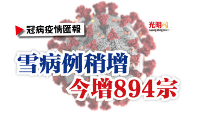 Photo of 雪病例稍增  今增894宗