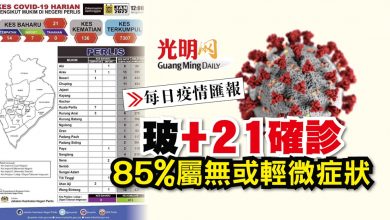 Photo of 【每日疫情匯報】玻+21確診 85%屬無或輕微症狀