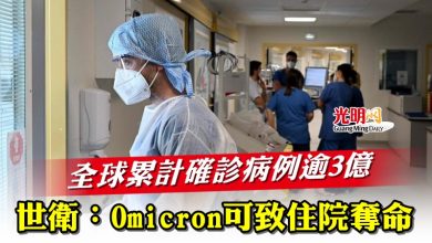 Photo of 全球累計確診病例逾3億  世衛：Omicron可致住院奪命
