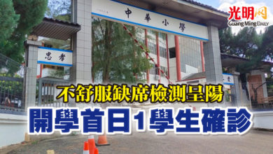 Photo of 不舒服缺席檢測呈陽 開學首日1學生確診