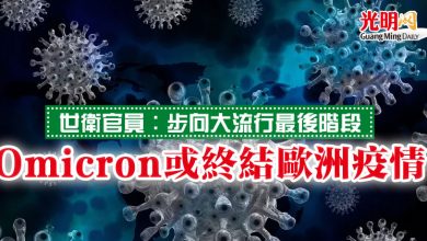 Photo of 世衛官員：步向大流行最後階段 Omicron或終結歐洲疫情