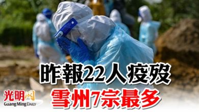 Photo of 昨報22人疫歿  雪州7宗最多