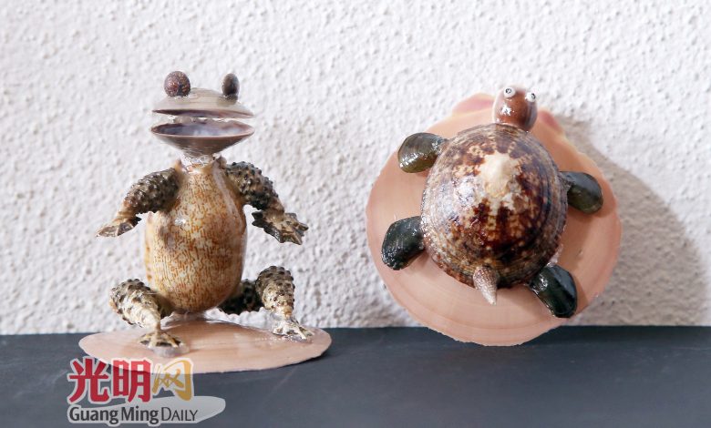 貝殼做成的青蛙與烏龜。
