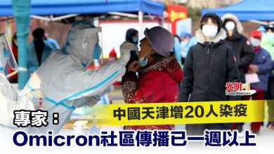 Photo of 中國天津增20人染疫 專家：Omicron社區傳播已一週以上