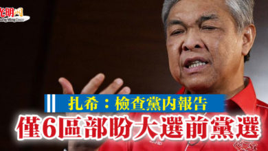 Photo of 扎希：檢查黨內報告   僅6區部盼大選前黨選