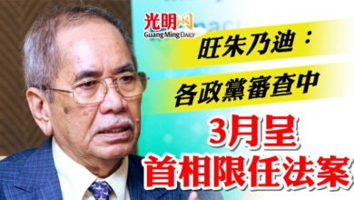 Photo of 旺朱乃迪：各政黨審查中  3月呈首相限任法案