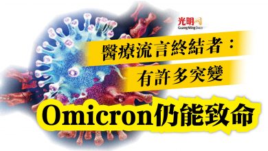 Photo of 醫療流言終結者：有許多突變  Omicron仍能致命