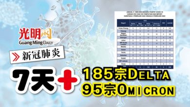 Photo of 【新冠肺炎】7天+185宗Delta 95宗Omicron