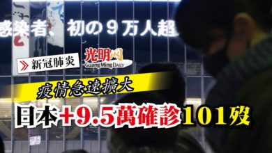 Photo of 【新冠肺炎】疫情急速擴大 日本+9.5萬確診101歿
