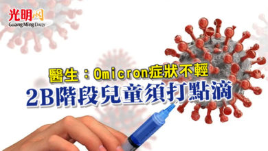 Photo of 醫生：Omicron症狀不輕  2B階段兒童須打點滴