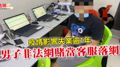 Photo of 疫情影響失業逾1年 男子非法網賭當客服落網