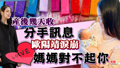 Photo of 「產後幾天收分手訊息」歐陽靖淚崩：媽媽對不起你