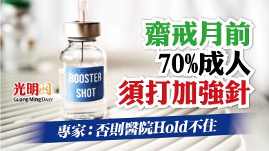 Photo of 齋戒月前成人加強針未達70% 專家：住院率或不勝負荷