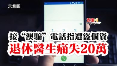 Photo of 接“澳騙”電話指遭盜個資  退休醫生痛失20萬