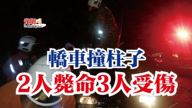 Photo of 轎車撞柱子  2人斃命3人受傷