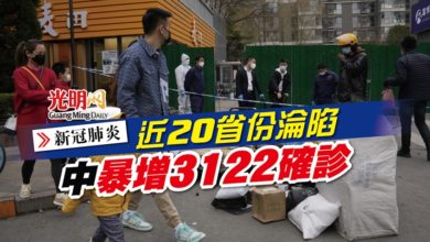 Photo of 【新冠肺炎】近20省份淪陷 中暴增3122確診