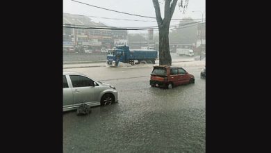 Photo of 加影市區午後大雨 士毛月路又淹水