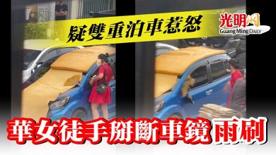 Photo of 疑雙重泊車惹怒  華女徒手掰斷車鏡雨刷