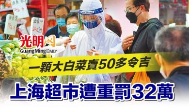 Photo of 一顆大白菜賣50多令吉 上海超市遭重罰32萬