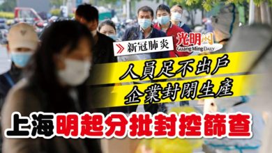 Photo of 【新冠肺炎】人員足不出戶 企業封閉生產 上海28日起分批封控篩查