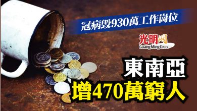 Photo of 冠病毀930萬工作崗位 東南亞增470萬窮人