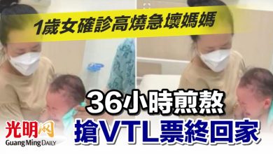 Photo of 1歲女確診高燒急壞媽媽 36小時煎熬搶VTL票終回家