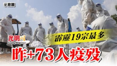 Photo of 昨+73人疫歿  霹靂19宗最多