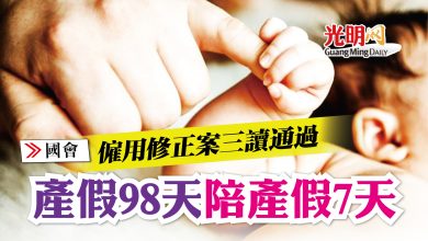 Photo of 【國會】僱用修正案三讀通過 產假98天陪產假7天